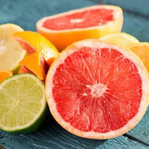 Pink grapefruit cut open and ready to eat.